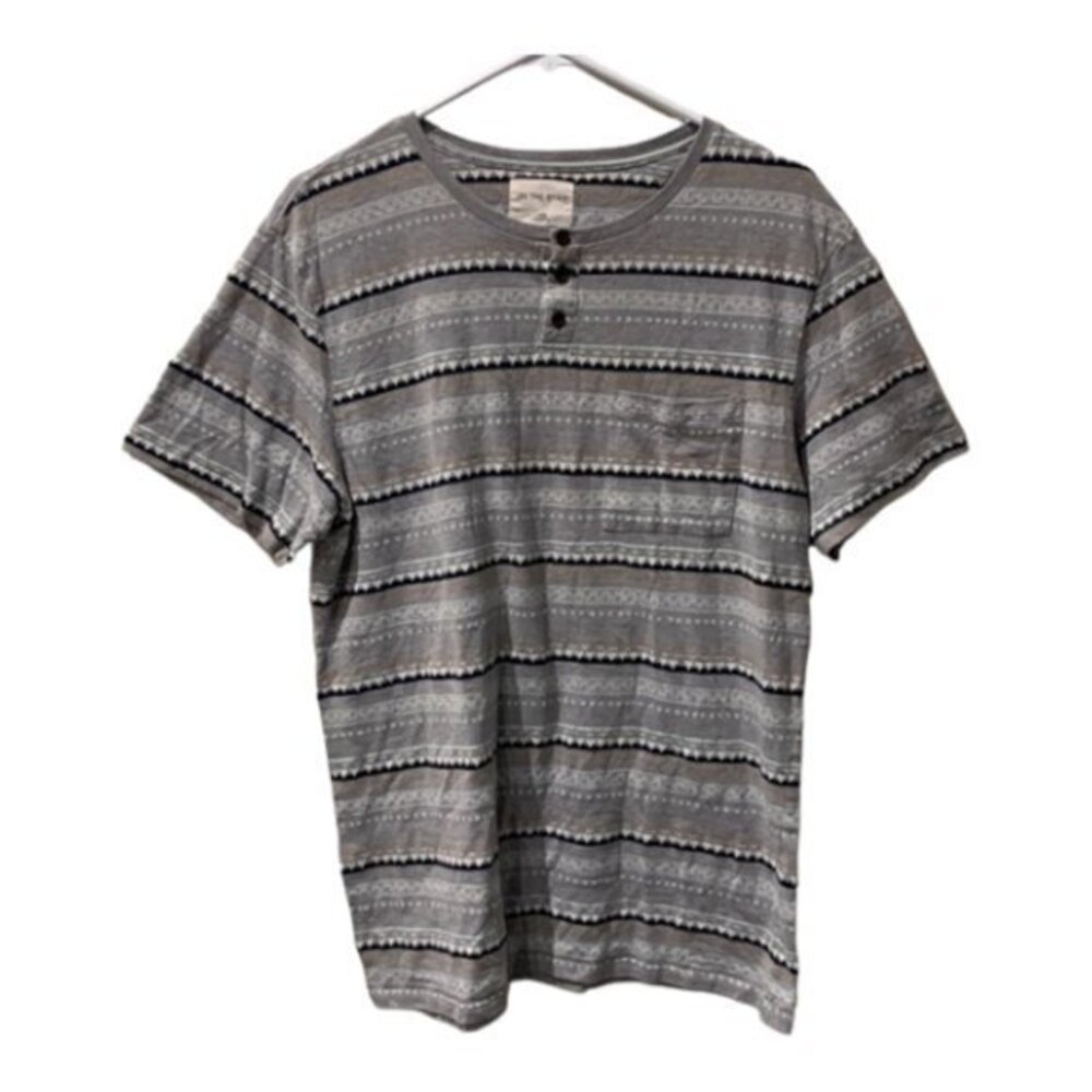 Men's On The Byas Gray Blue Printed Shirt Size Large GUC #0220